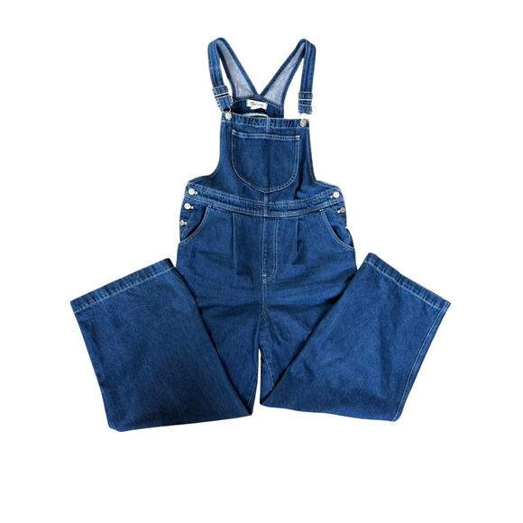 Madewell Denim - Madewell Overall Women 14 Blue Medium Wash Denim Super Wide-Leg Casual